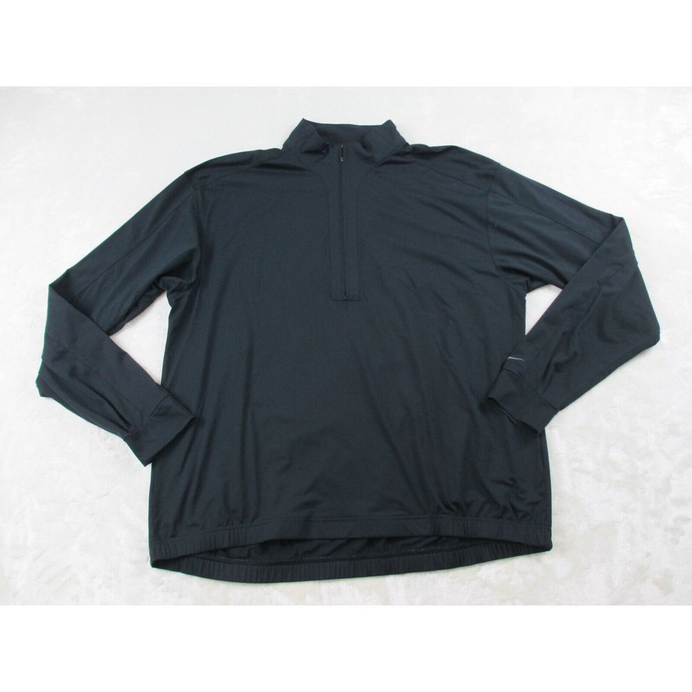 Nike Jacket Mens Large Black Swoosh Drifit Pullover Zip Golf Golfing Casual‎